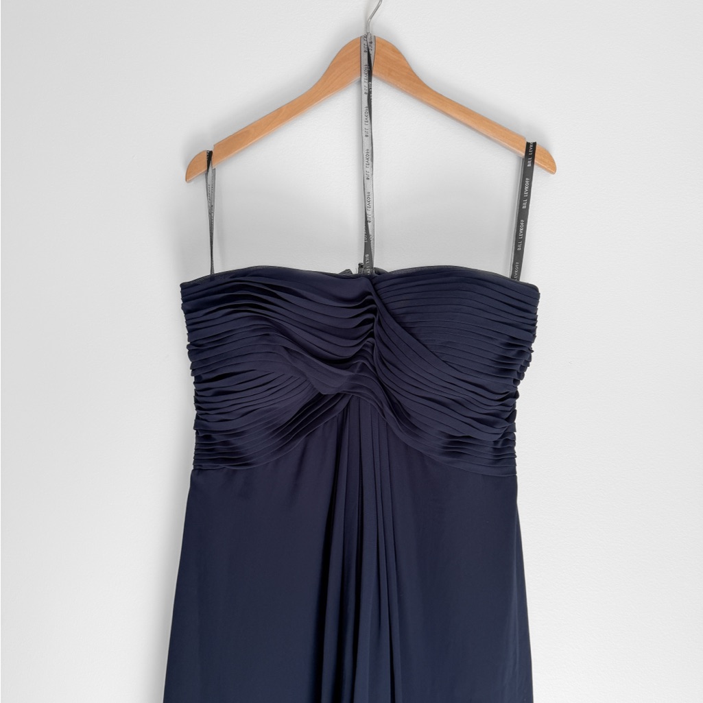Bill Levkoff Dark Navy Strapless Gown
